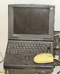 Ton Peter's old laptop computer for constant data-collection of PV-system.